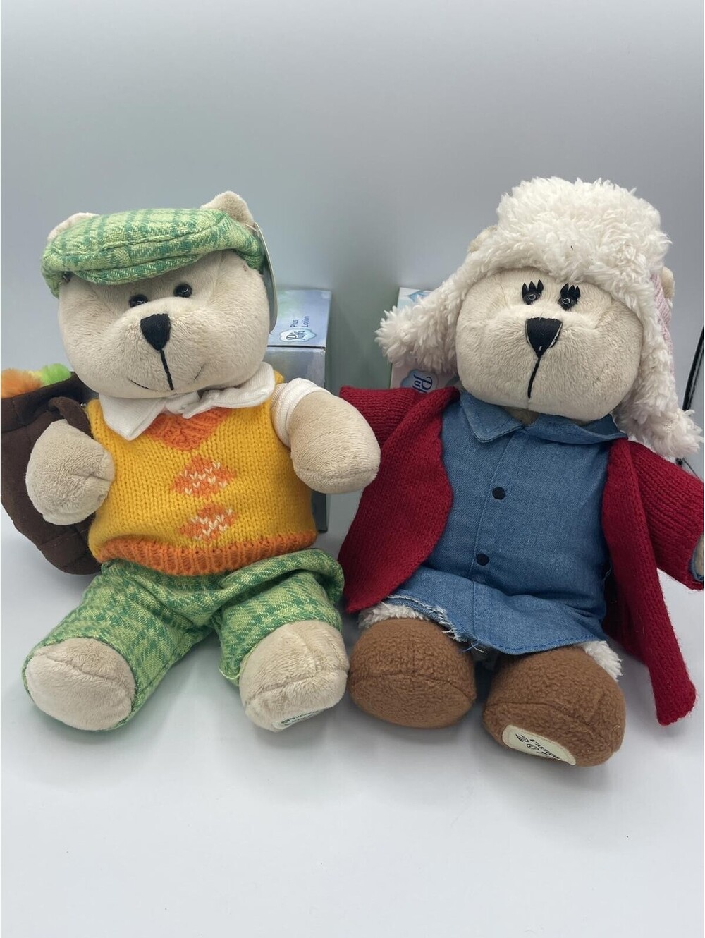 2 Starbucks Bearista Bears Plush 2006 Golf Bear & Limited Ed 2016 Bomber Hat
